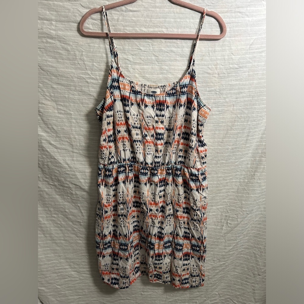 Old Navy Dress Aztec Print Elastic Waist Spaghetti Strap Women's Size XL